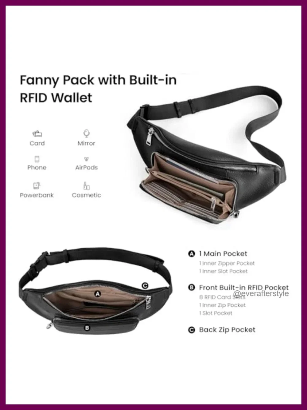 Genuine Leather Anti Theft Fanny Pack Crossbody with RFID Wallet